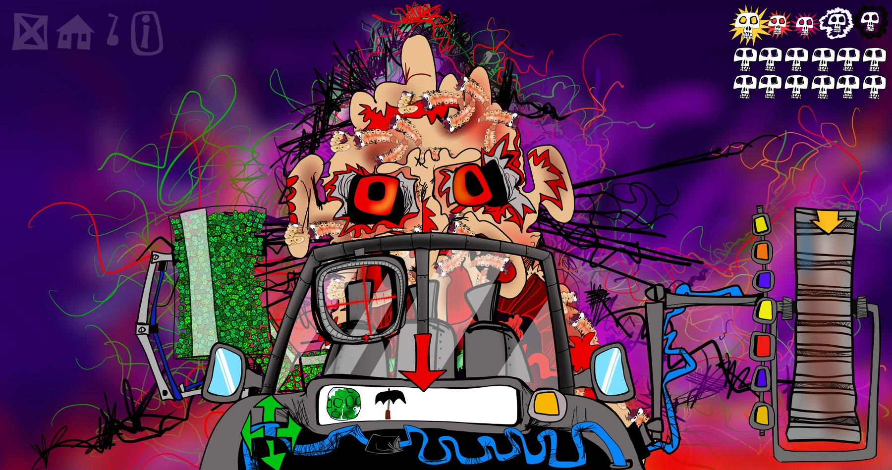 Brett Clements' authored Carny Island artwork: Kart Cockpit POV.