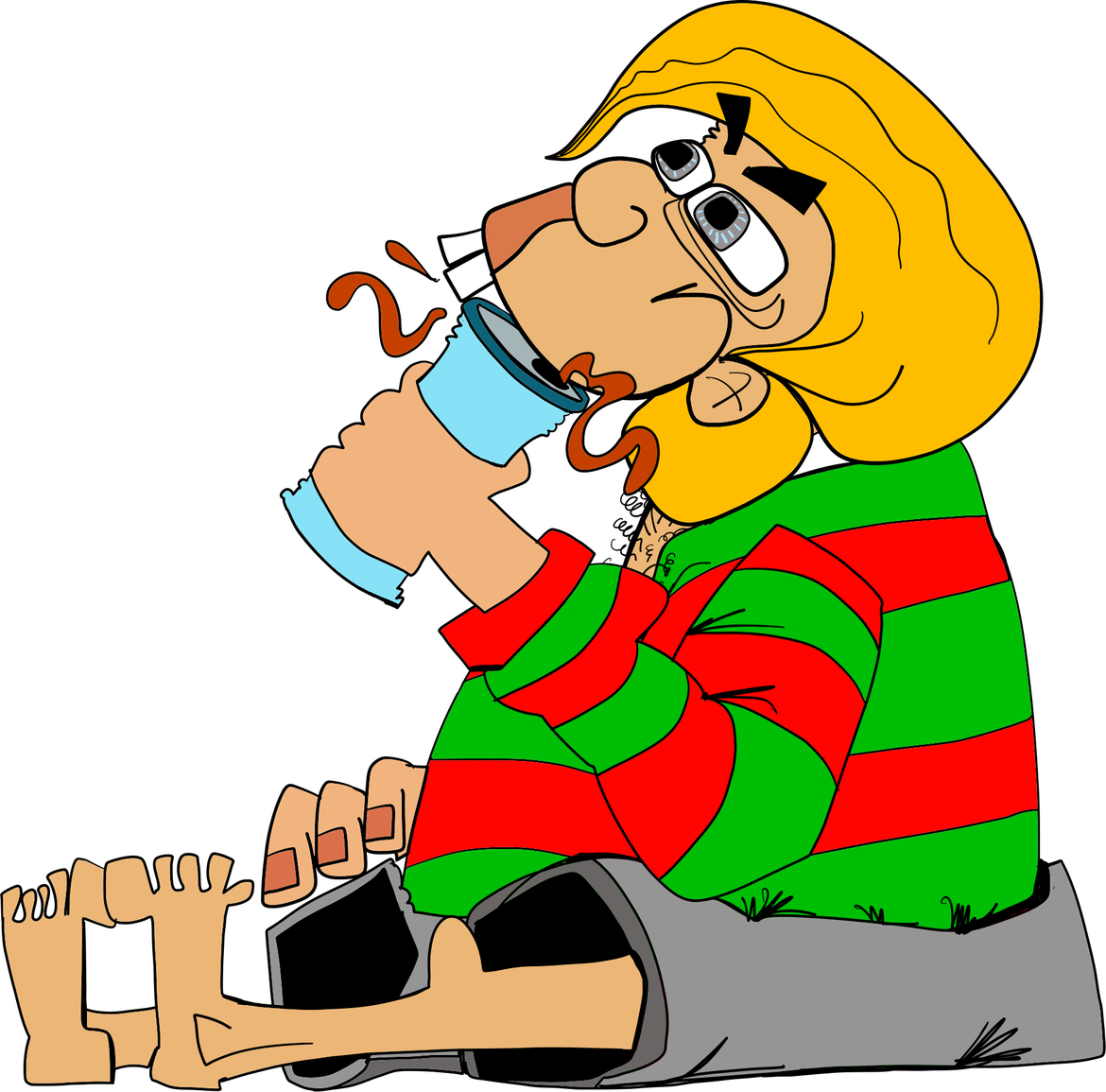 Vinnie The Pig as a child drinking from a can