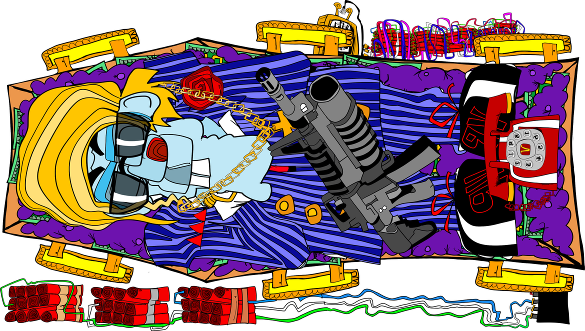 Vinnie The Pig in his loaded coffin