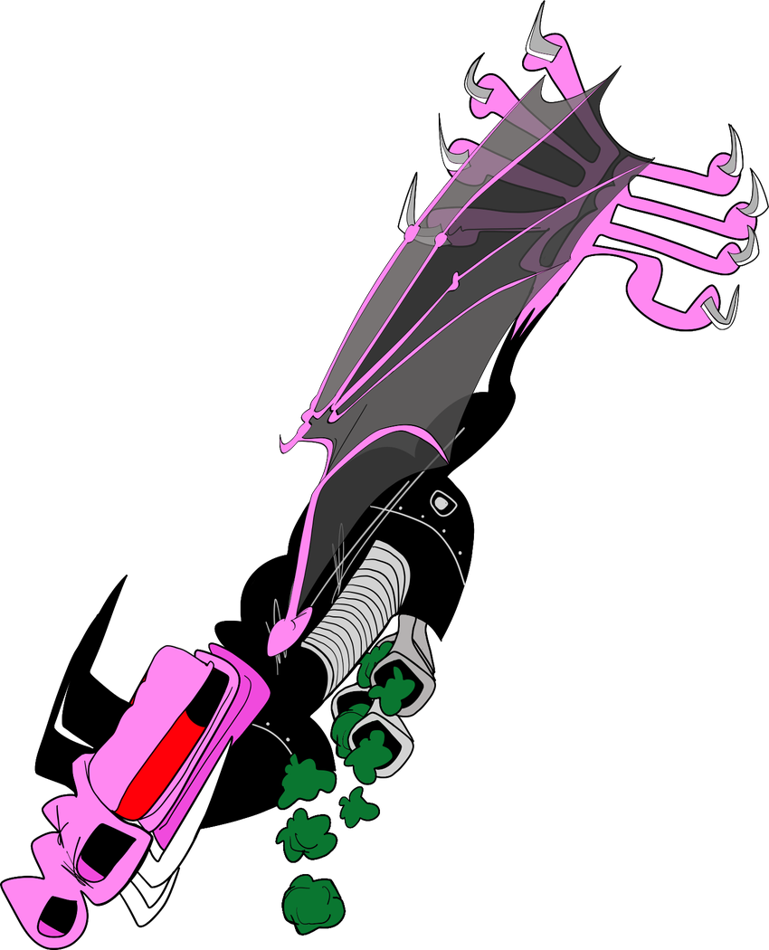 A pink diving bat dropping green batshit